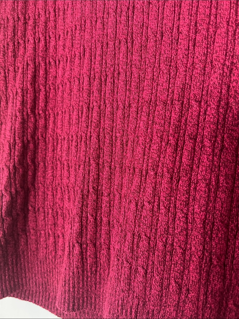 Alia Deep Raspberry Cable Knit Button-Shoulder Sweater - Picture 5 of 5